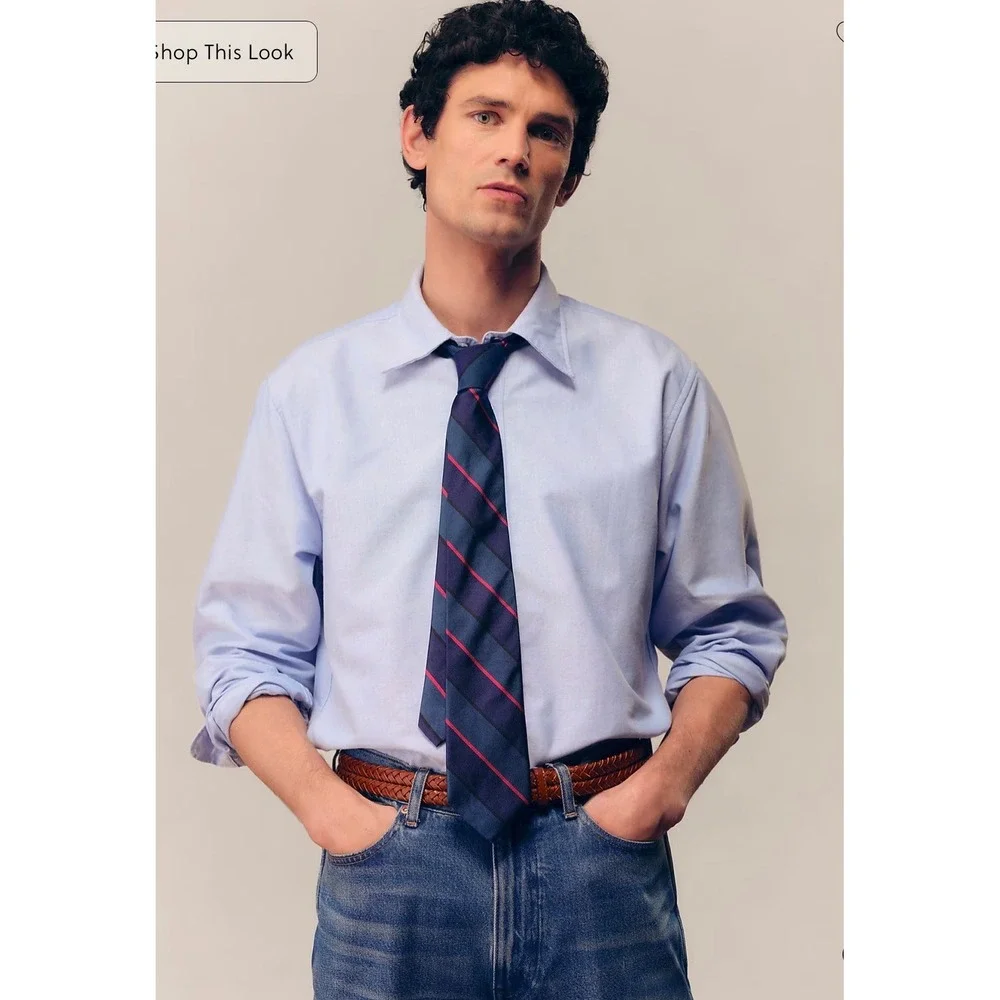 J.CREW Ludlow Premium Fine Cotton Slim Dress‎ Shirt Blue 15/33 Cotton FM493 NEW